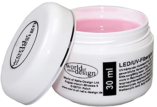World of Nails-Design, 30 ml LED/UV-Fiberglas Gel dickviskose milchig rosa 1 Phasengel, Aufbaugel  